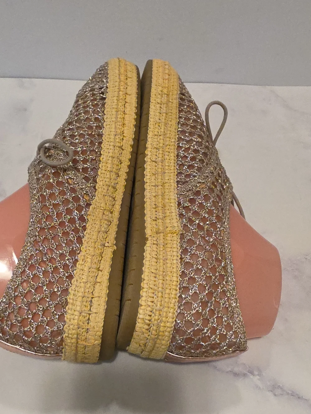 On 34 Th Metallic Lace-Up Espadrille Sneakers - Taupe Never Worn